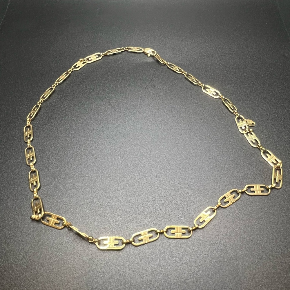 Gold tone chain necklace Givenchy style vintage link necklace GS signed - Picture 2 of 7